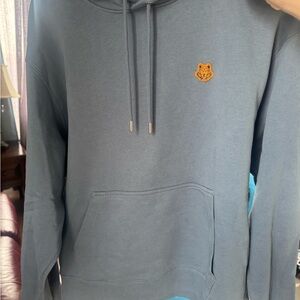Kenzo Men's Blue Hoodie with Tiger Patch size L